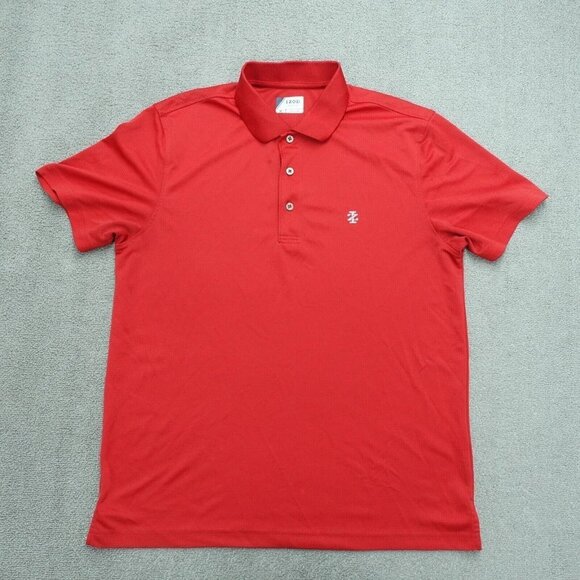 Izod Golf Polo Shirt Men's Size Medium Red Short Sleeve Collared 100% Polyester - Picture 1 of 8